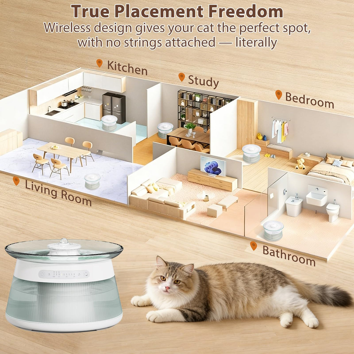 Smart Cat Water Fountain, Filterless Automatic Cat Drinking Fountain