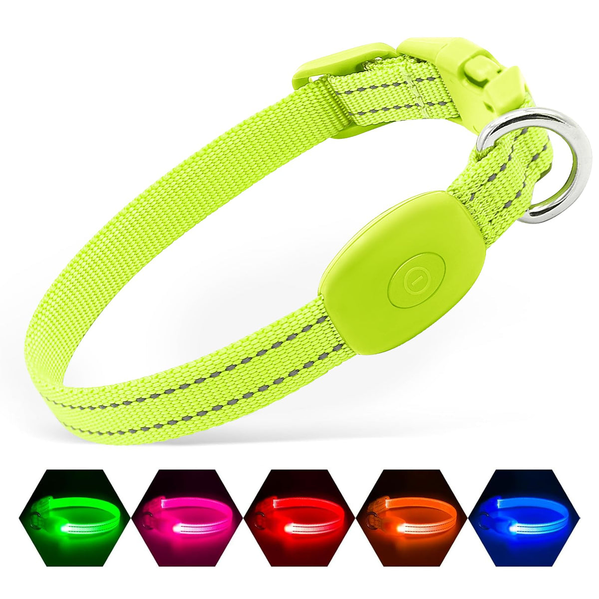 LED Dog Collar, USB-C Rechargeable Light Up Dog Collar for Night Walking
