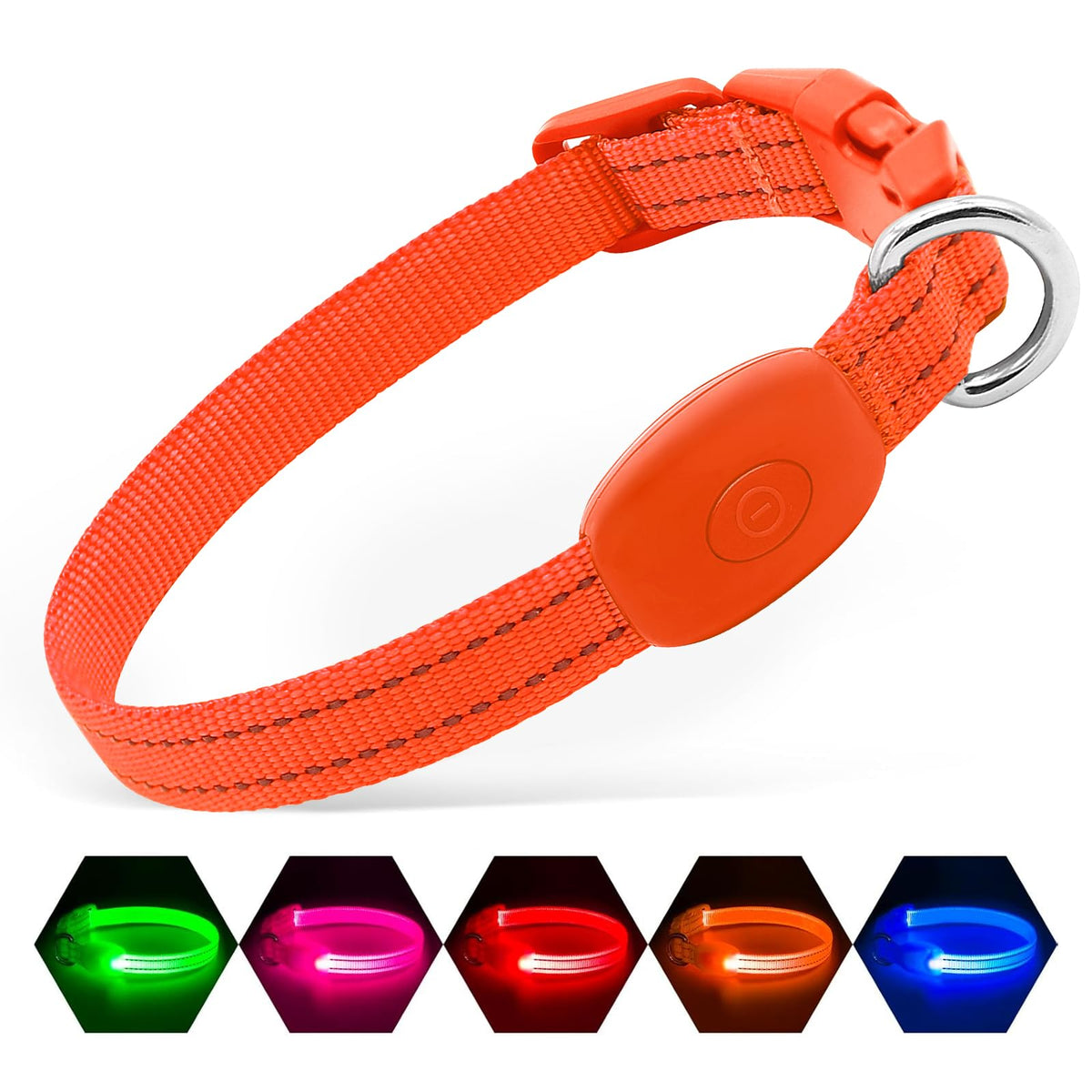 LED Dog Collar, USB-C Rechargeable Light Up Dog Collar for Night Walking