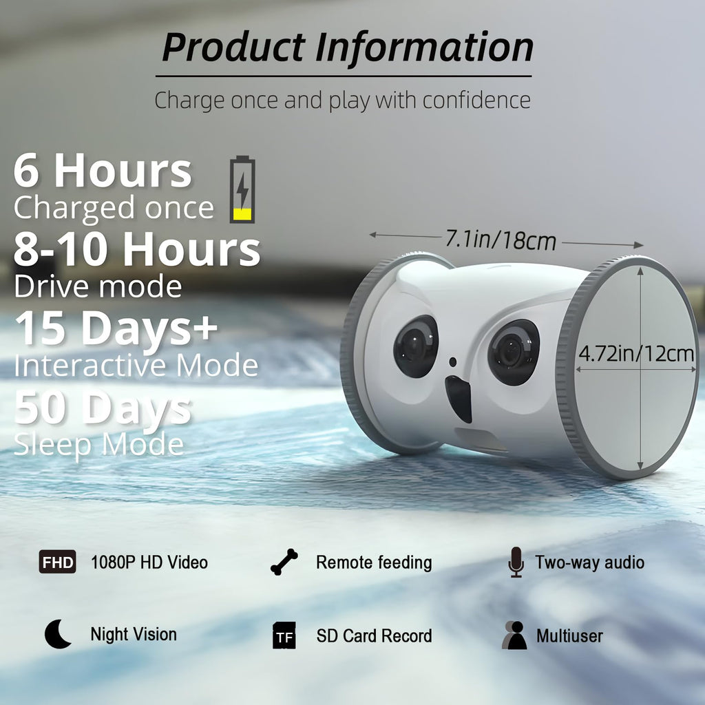 SKYMEE Owl Robot,Pet Camera Treat Dispenser