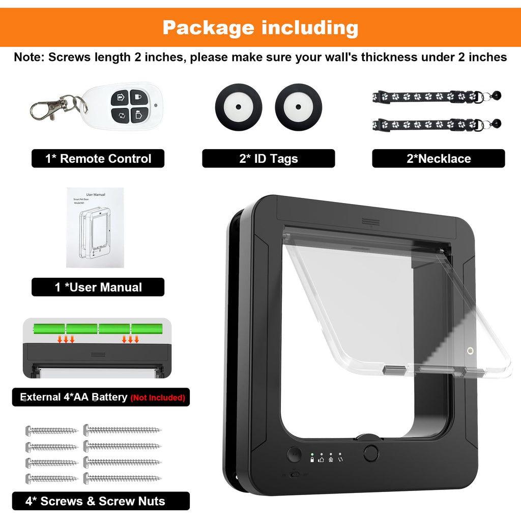 SmartPetDoor RFID Cat Door with Remote & 4-Way Lock