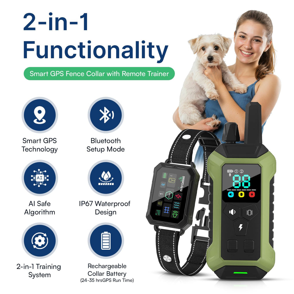 My Pet Command 2-in-1 Smart GPS Dog Fence & Training Collar