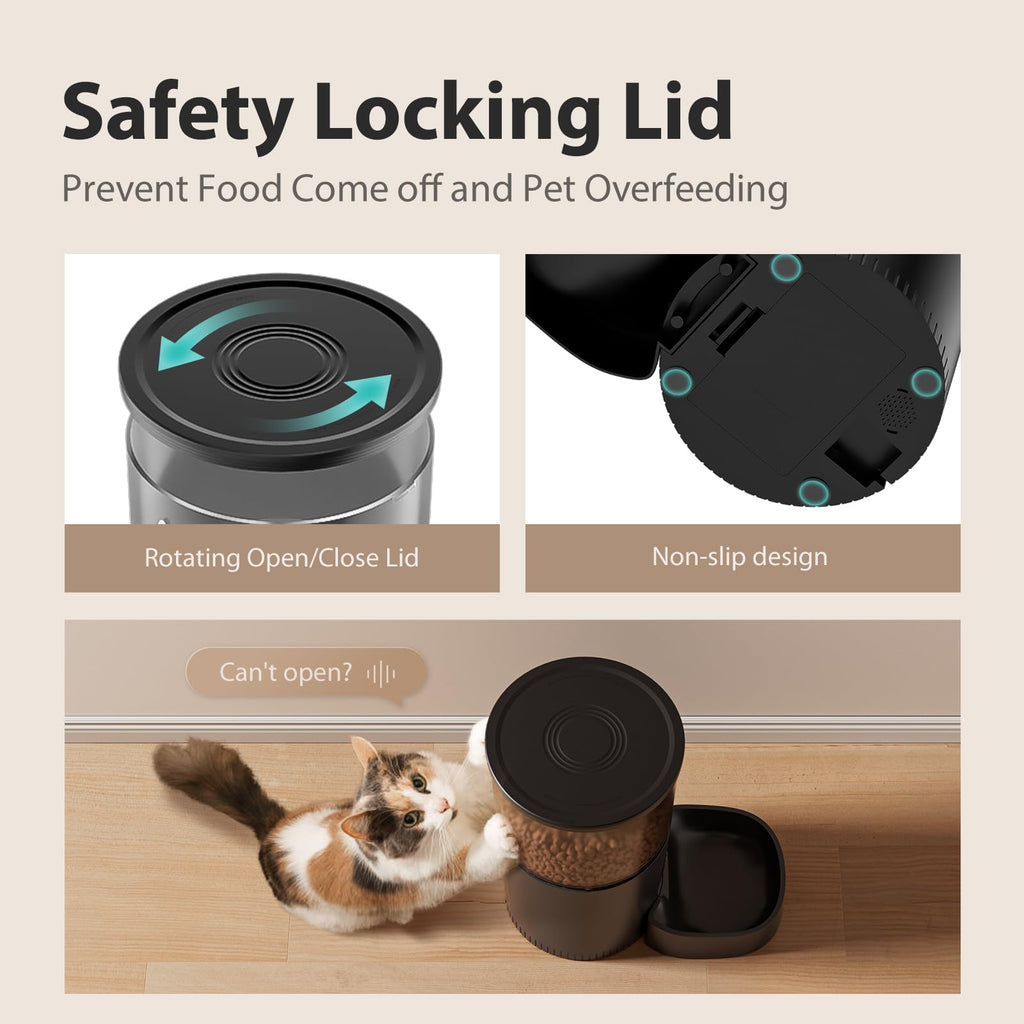 IMIPAW Automatic Cat Feeder, 5G WiFi Cat Food Dispenser with APP Remote Control, Pet Dry Food Smart Feeder, Programmable Timed Feeding, Dual Power Supply, 1-10 Meals Per Day, Desiccant Bag, Small pets