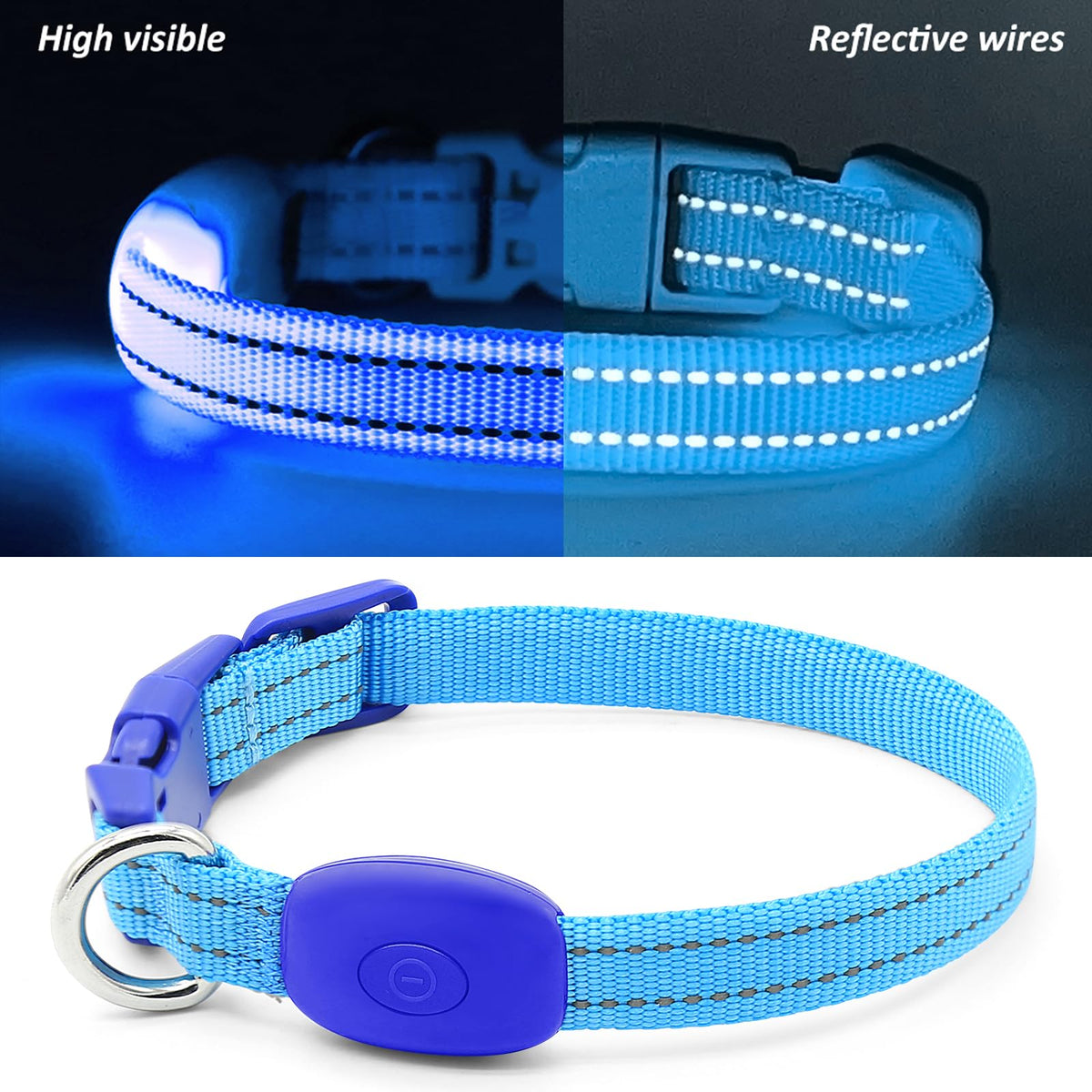 LED Dog Collar, USB-C Rechargeable Light Up Dog Collar for Night Walking