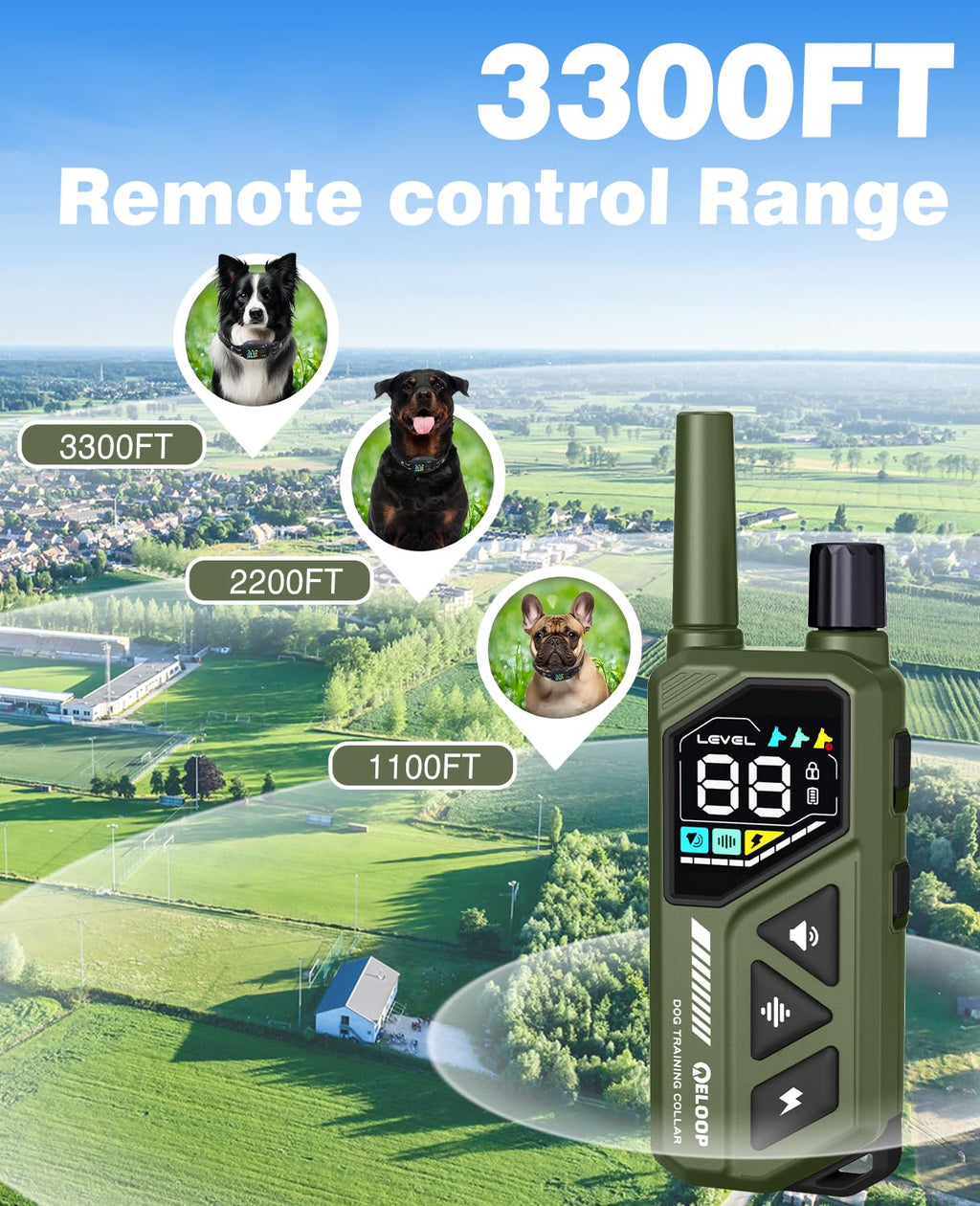 3300FT Remote Dog Training Collar with 3 Training Modes