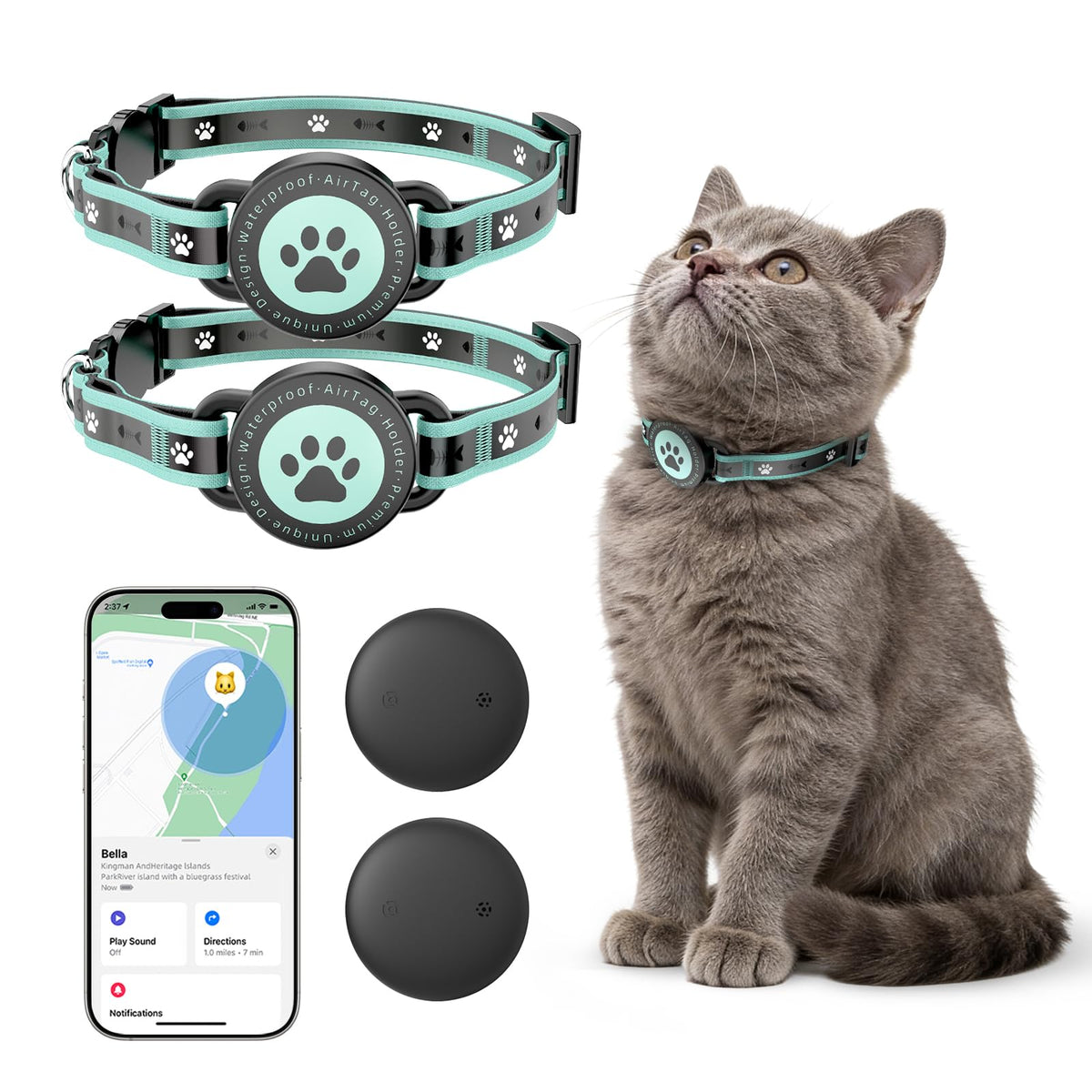 Cat GPS Tracking Collar (iOS & Android), Bluetooth