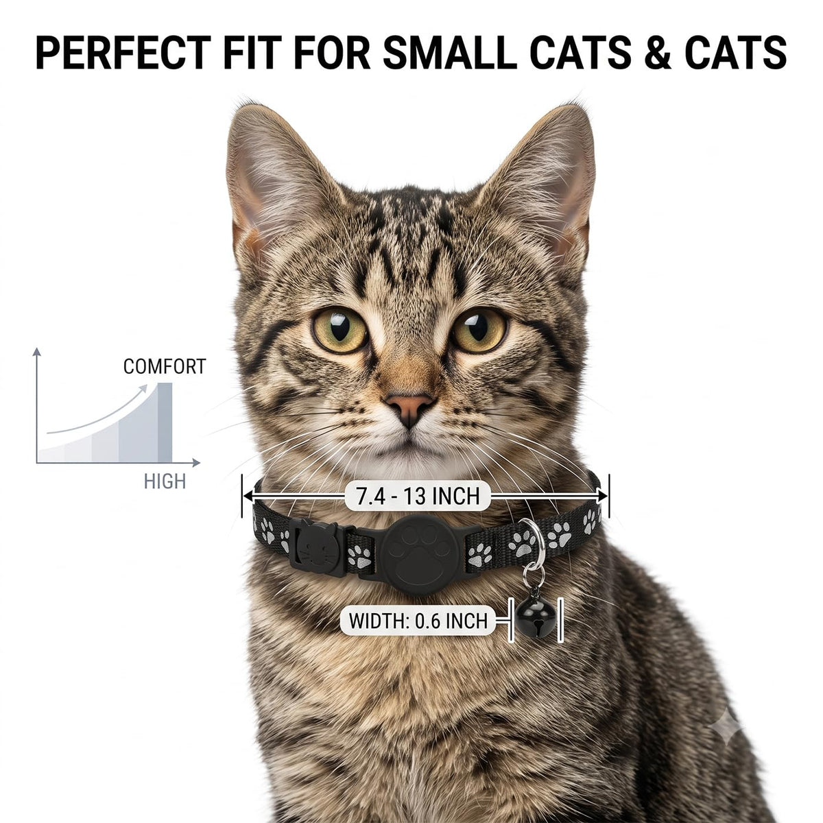 Cat Tracker with QR Code GPS Collar for Cats Electronic Pet Locator Waterproof Compatible with Apple Find My Advanced Tracking Solution Smart Collar Ideal for Small to Large Cats No Monthly Fee