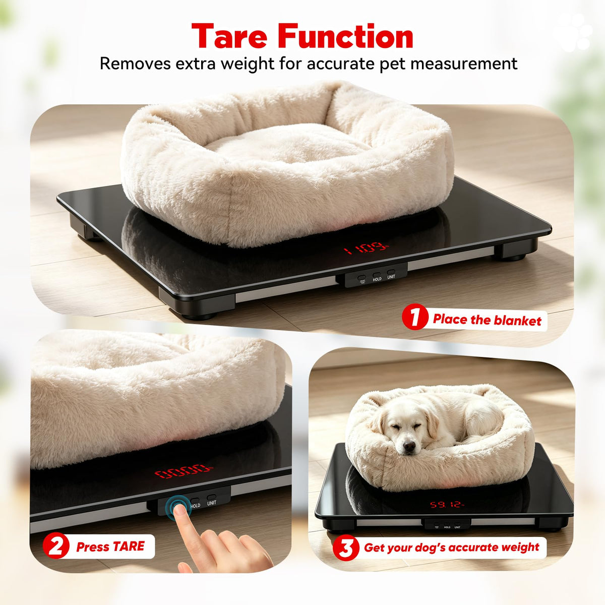 220 lb Digital Dog Scale with Smart Hold & Tare Function