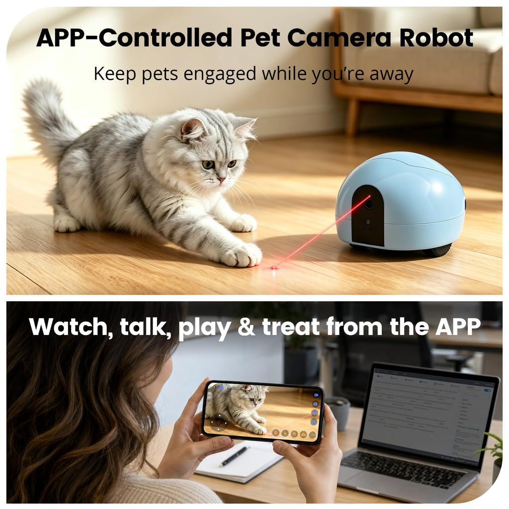 PUMPKII Smart Pet Camera Robot with Treat Dispenser & Laser