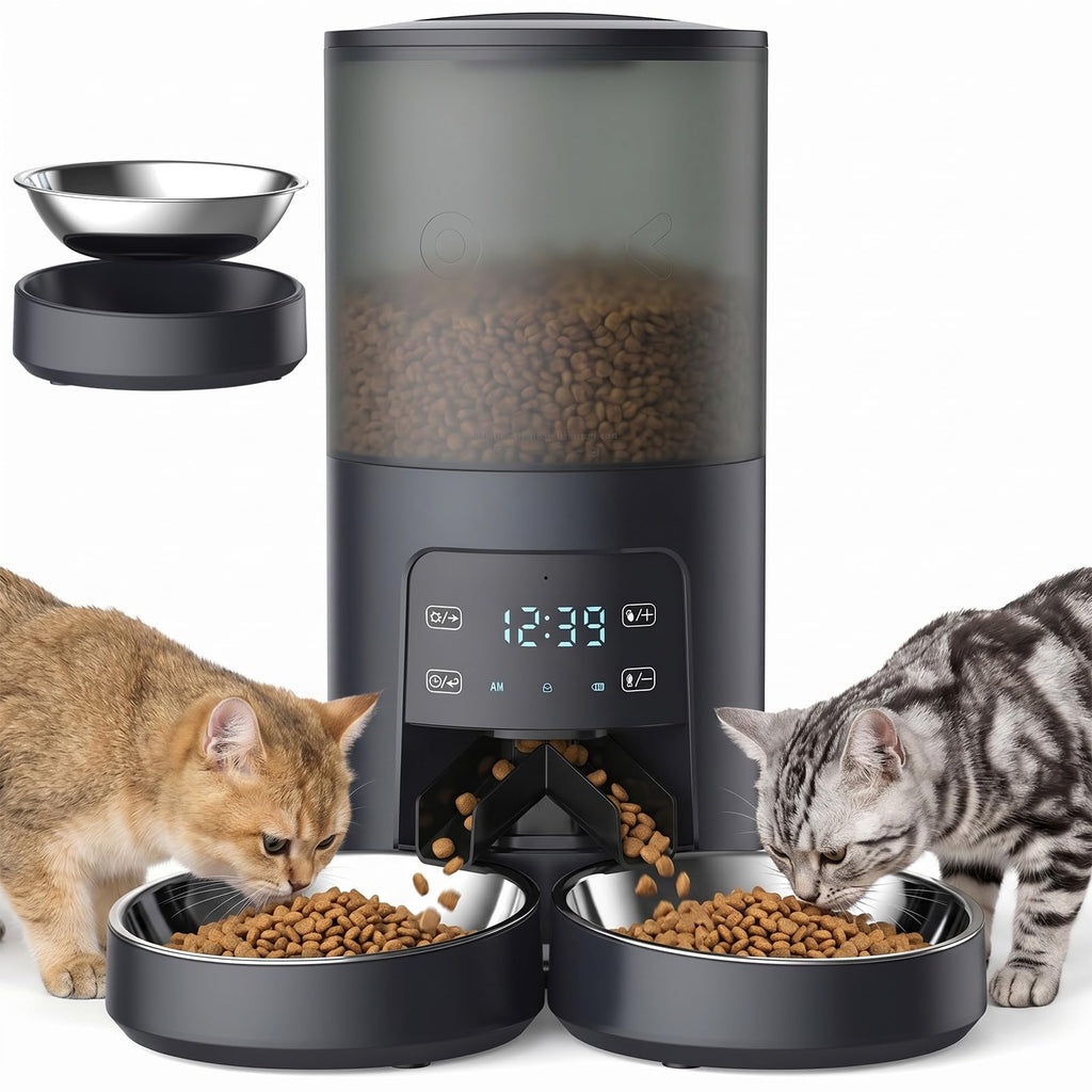 Sweetcrispy 6L Automatic Cat Feeder for Two Cats