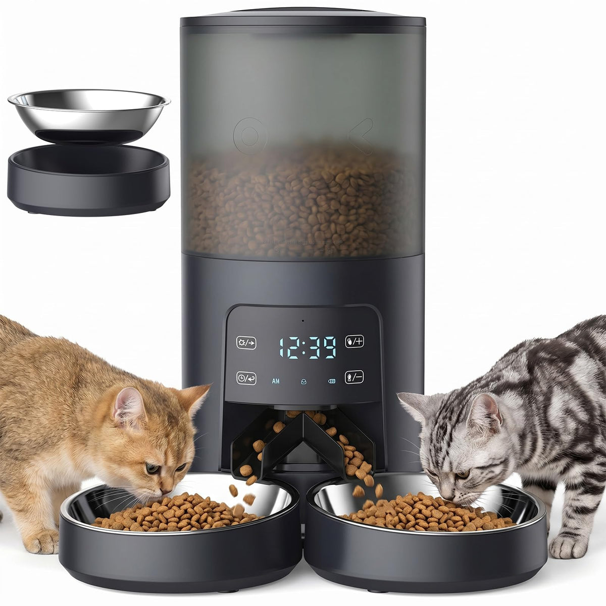 Sweetcrispy Automatic Cat Feeder for 2 Cats, 6L Auto Pet Feeder, Ivory