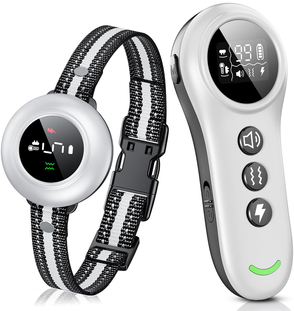 2-in-1 Dog Shock Collar & Dog Bark Collar - Smart Anti Barking Dog Training Collar with 5 Adjustable Sensitivity & 3300FT Remote for All Breeds IP67 Waterproof E-Collar with Beep Vibration Shock
