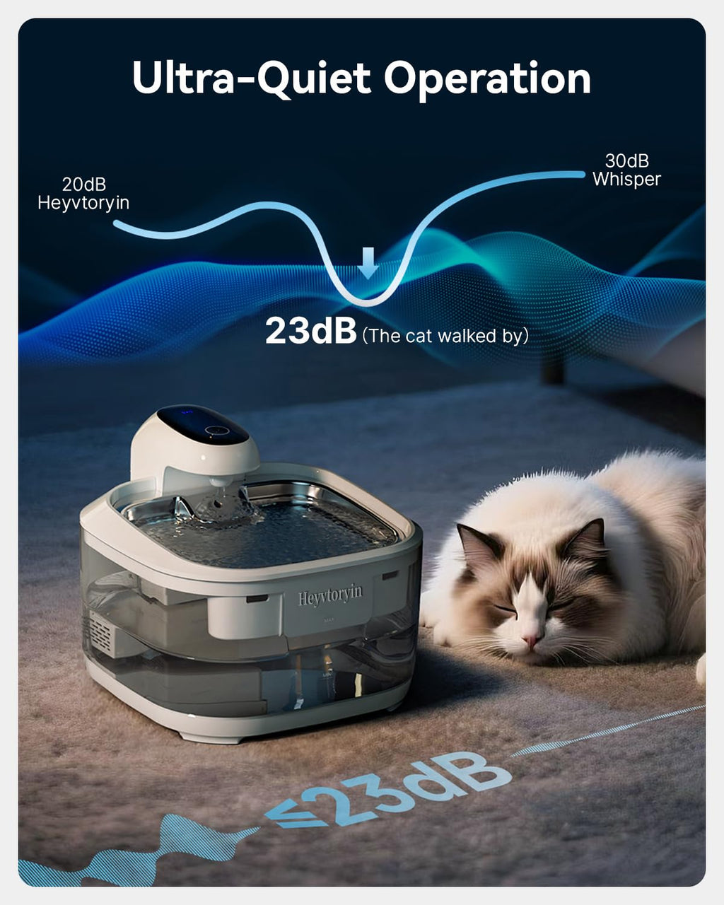 Heyvtoryin Cat Water Fountain Stainless Steel Tray, Cat Fountain Indoor