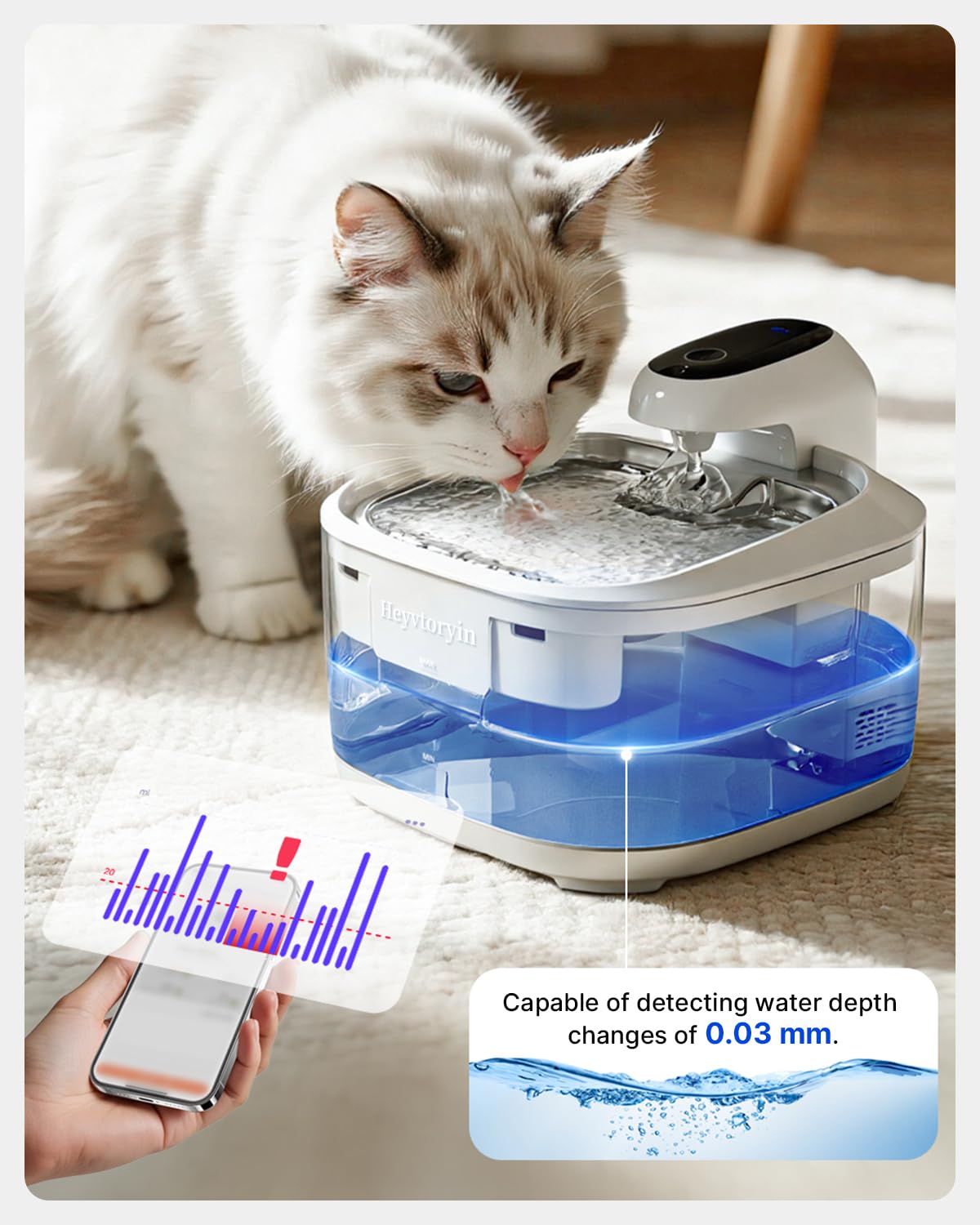 Heyvtoryin Cat Water Fountain Stainless Steel Tray, Cat Fountain Indoor