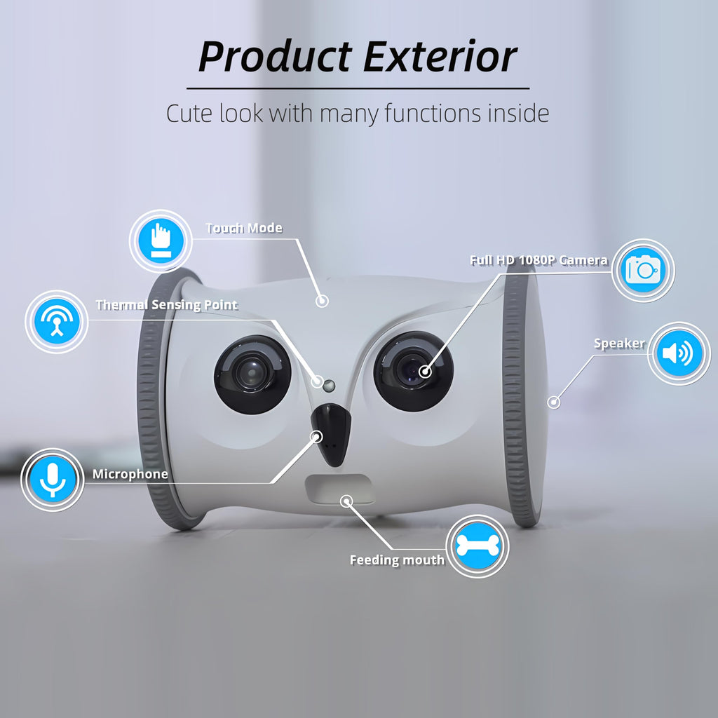 SKYMEE Owl Robot,Pet Camera Treat Dispenser