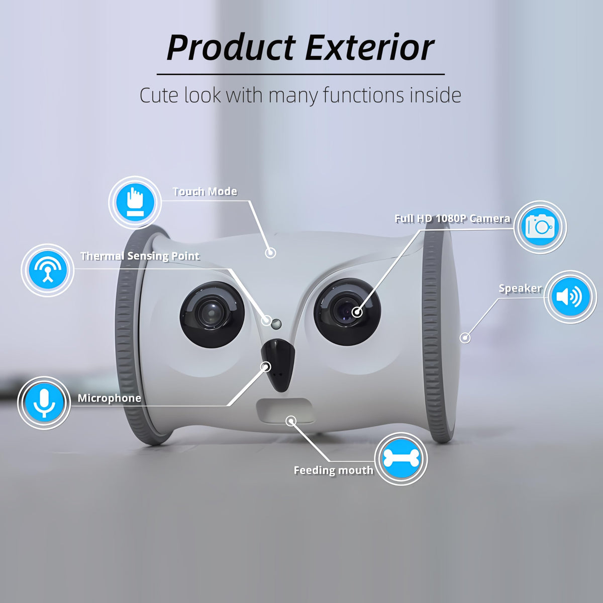 SKYMEE Owl Robot,Pet Camera Treat Dispenser