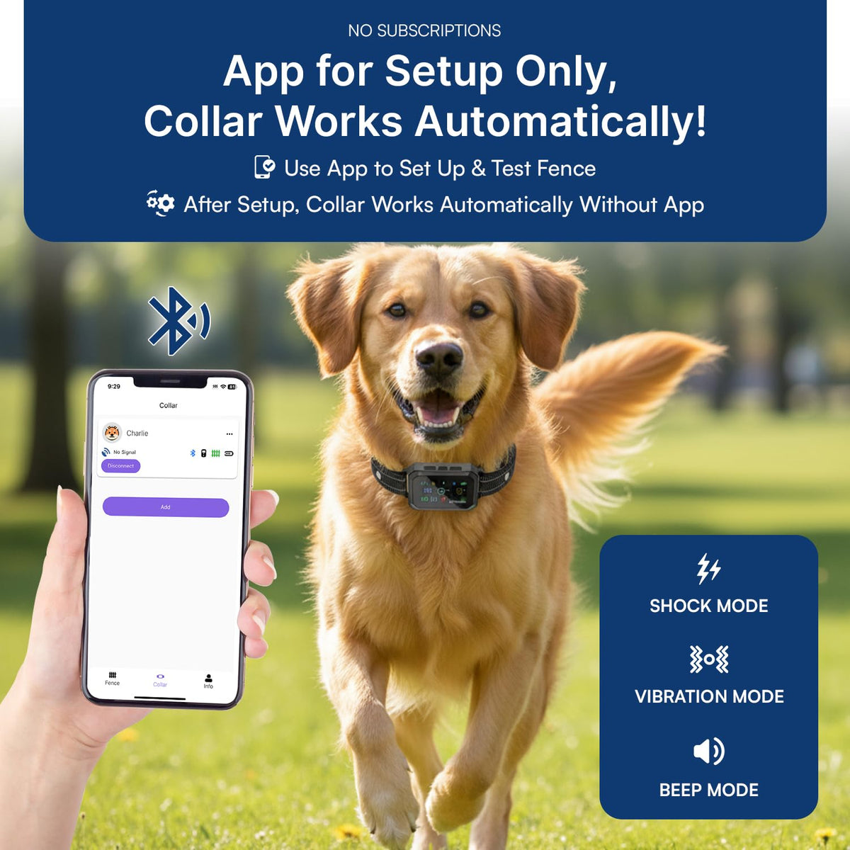 My Pet Command 2-in-1 Smart Wireless GPS Dog Fence and Training Shock Collar with Remote, No Subscription, Circular or 6-Sided Fences, Smartphone App, Google Maps Positioning