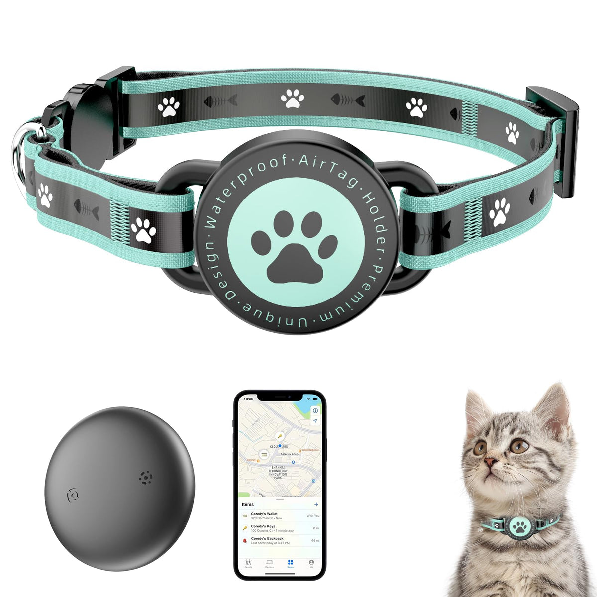 Cat GPS Tracking Collar (iOS & Android), Bluetooth