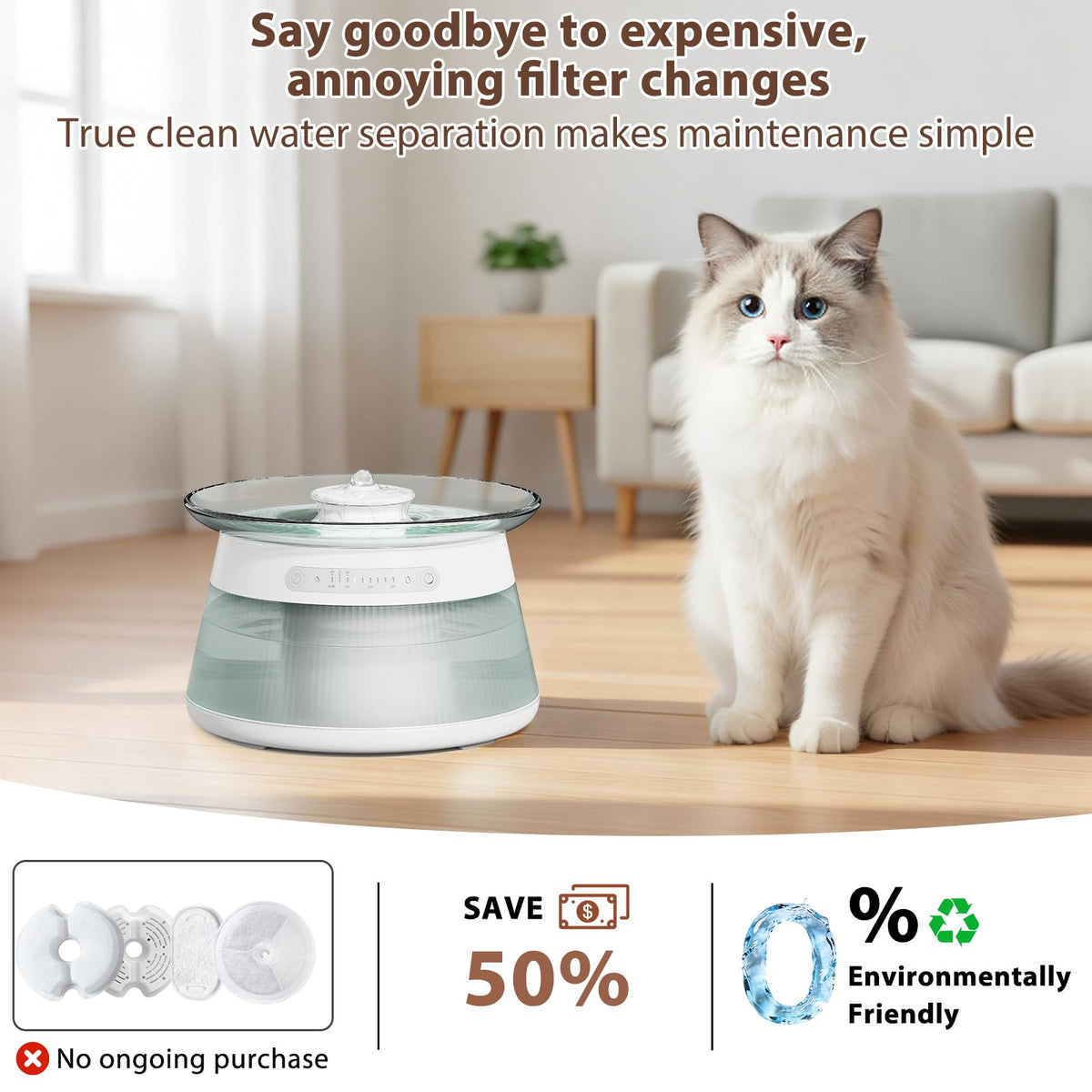 Smart Filterless Automatic Cat Water Fountain for Indoor Use