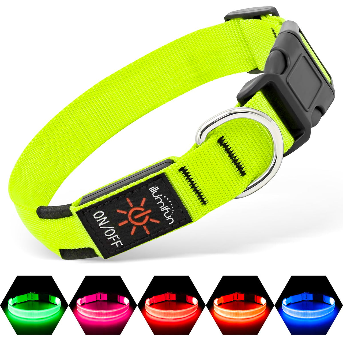LED Dog Collar, USB-C Rechargeable Light Up Dog Collar for Night Walking