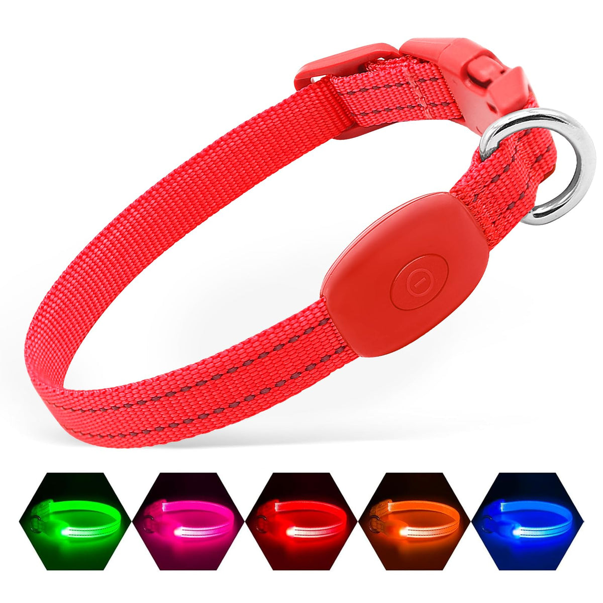 LED Dog Collar, USB-C Rechargeable Light Up Dog Collar for Night Walking