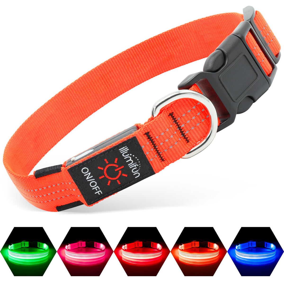 LED Dog Collar, USB-C Rechargeable Light Up Dog Collar for Night Walking