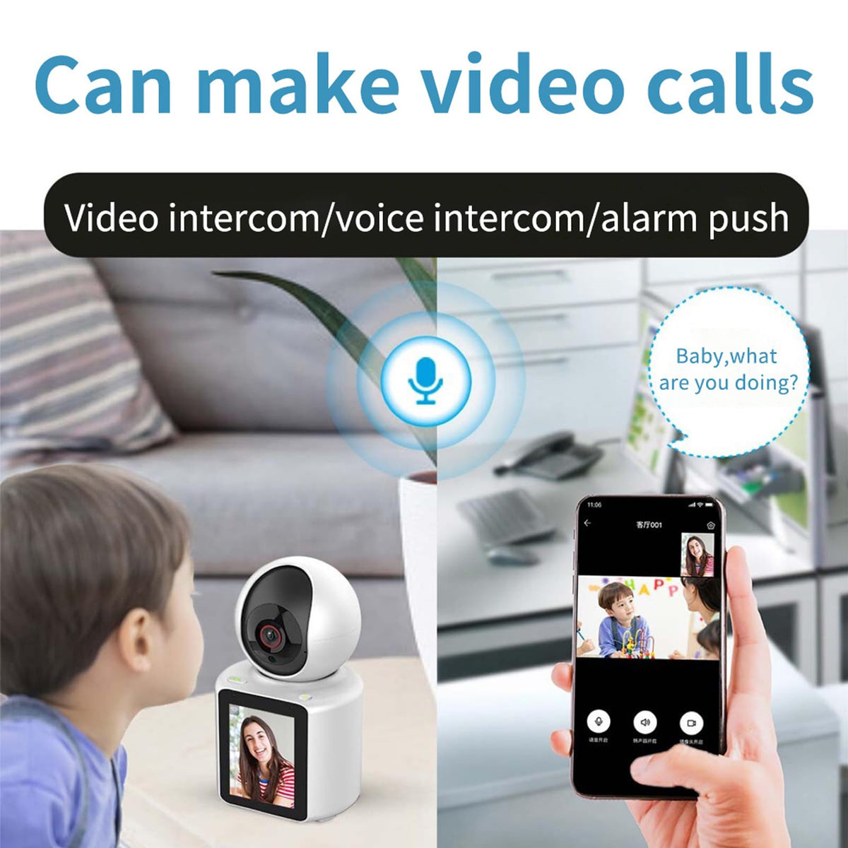 LASTCOW Two-Way Video Calling Camera with 2.8 inch HD Screen, 1080P Indoor Home Security Camera, Indoor Home Nanny Camera