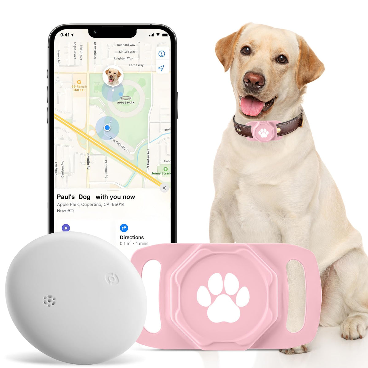Smart Pet Tracker for Collar - Dog Tracker Pet Location Tracker with Holder