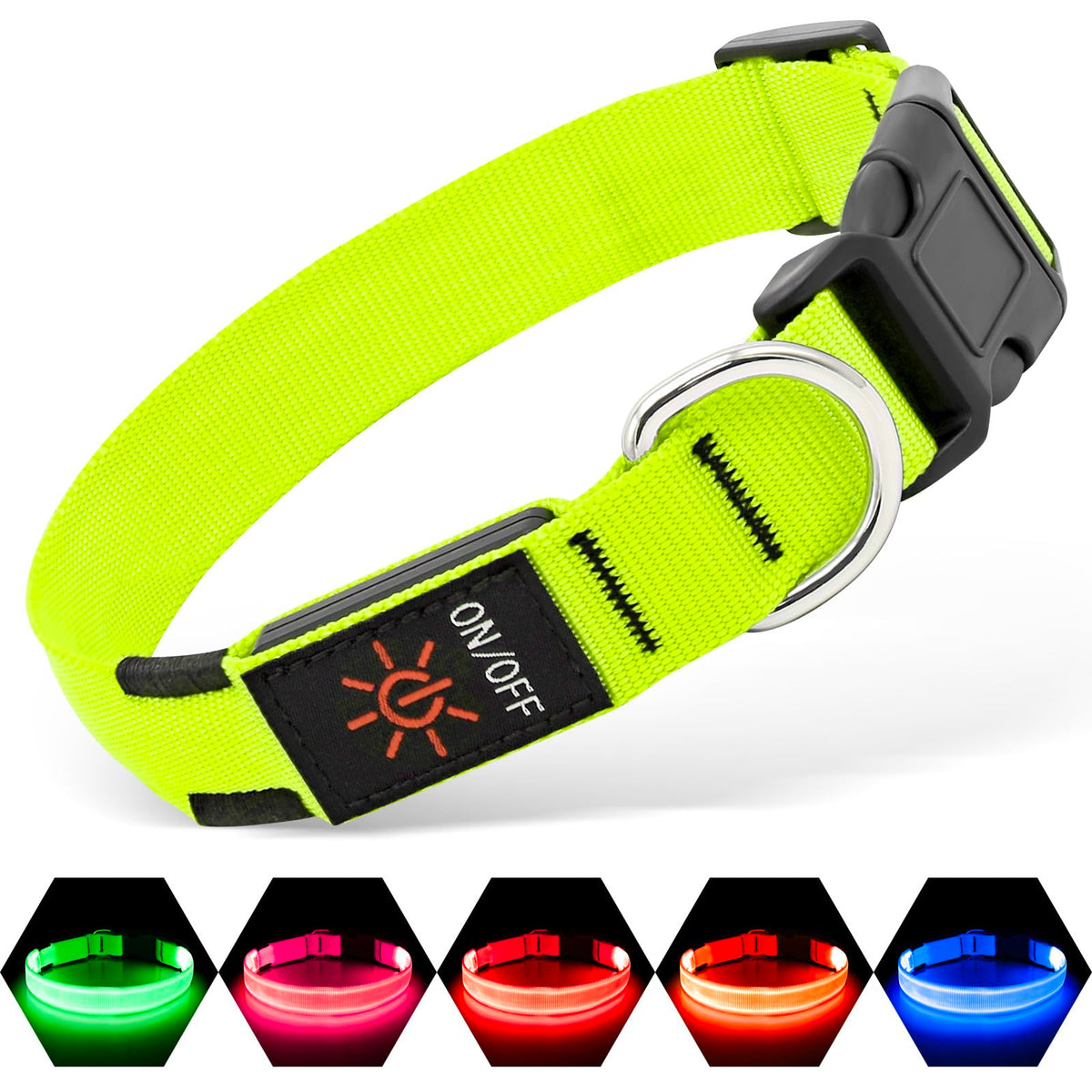 LED Dog Collar, USB-C Rechargeable Light Up Dog Collar for Night Walking