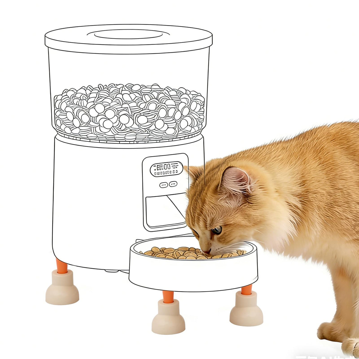 Automatic Cat Feeder Stand, Non-Slip Elevated Holder for Cats/Puppies, 3.4 in Elevated Platform with 4 Adhesive Feet, No-Tool Install, Support for Automatic Cat Feeders & Pet Bowls, Fits Most Feeders