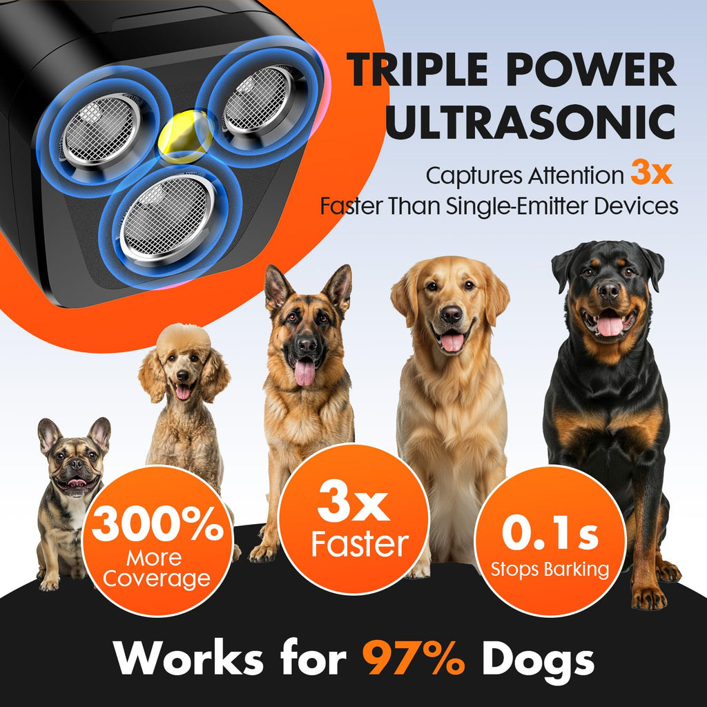 YUYQA 3X Ultrasonic Anti-Bark Dog Training Device