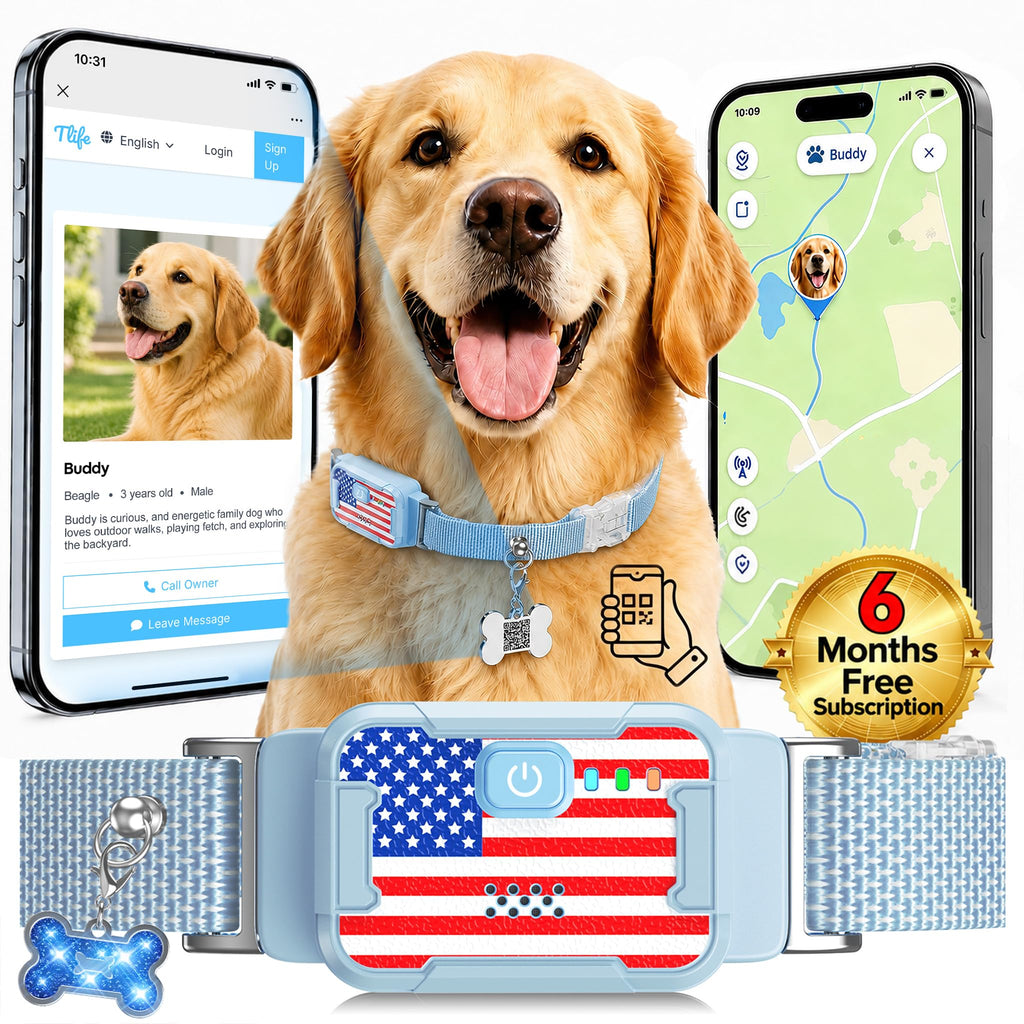 Smart Dog GPS Tracker, Complimentary 6-Month Subscription, Live Pet Tracker with Virtual Fence, Dog Tracker for Dogs with Health & Behavior Monitoring, Escape Alerts, with Virtual Fence, Blue