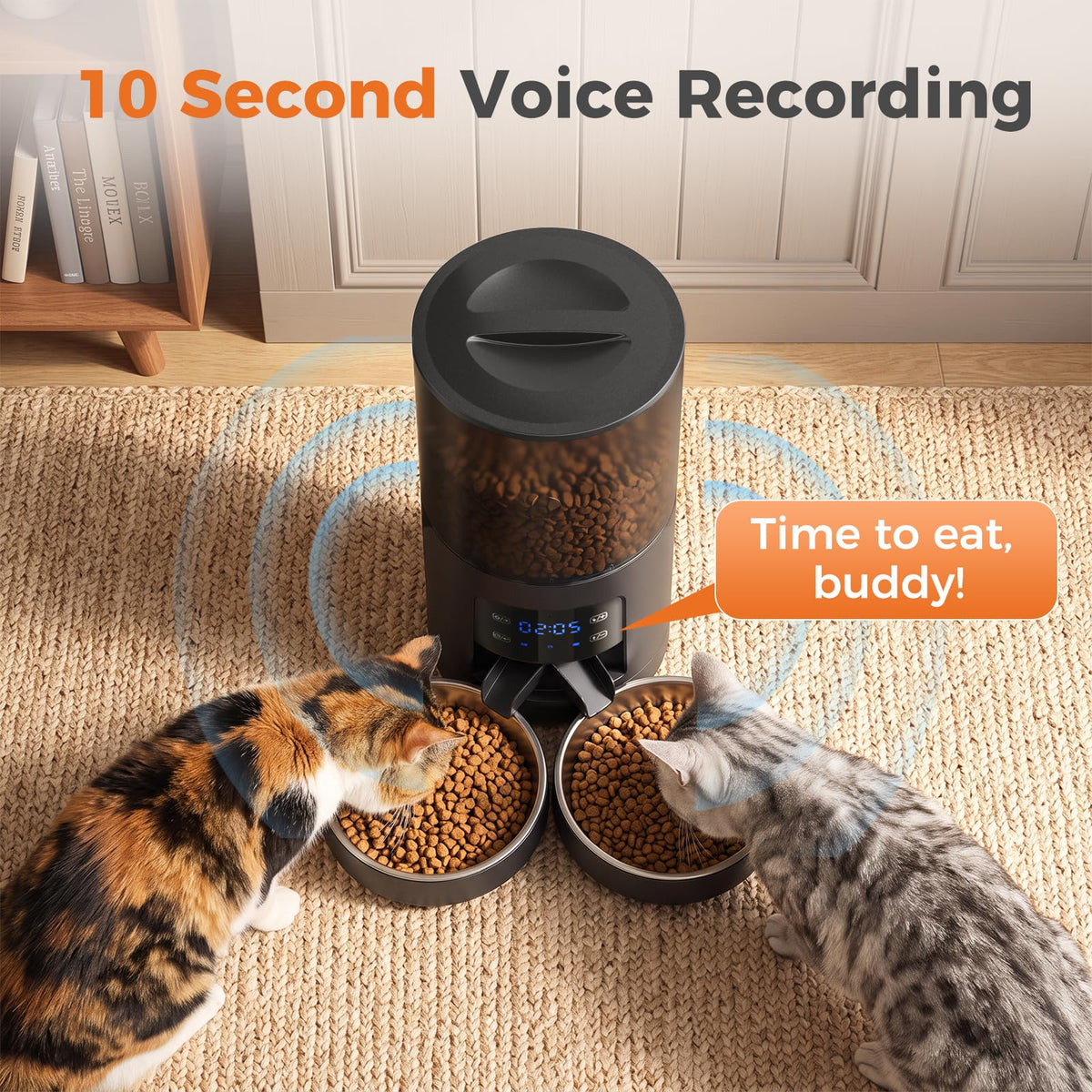 Sweetcrispy 6L Automatic Cat Feeder for Two Cats