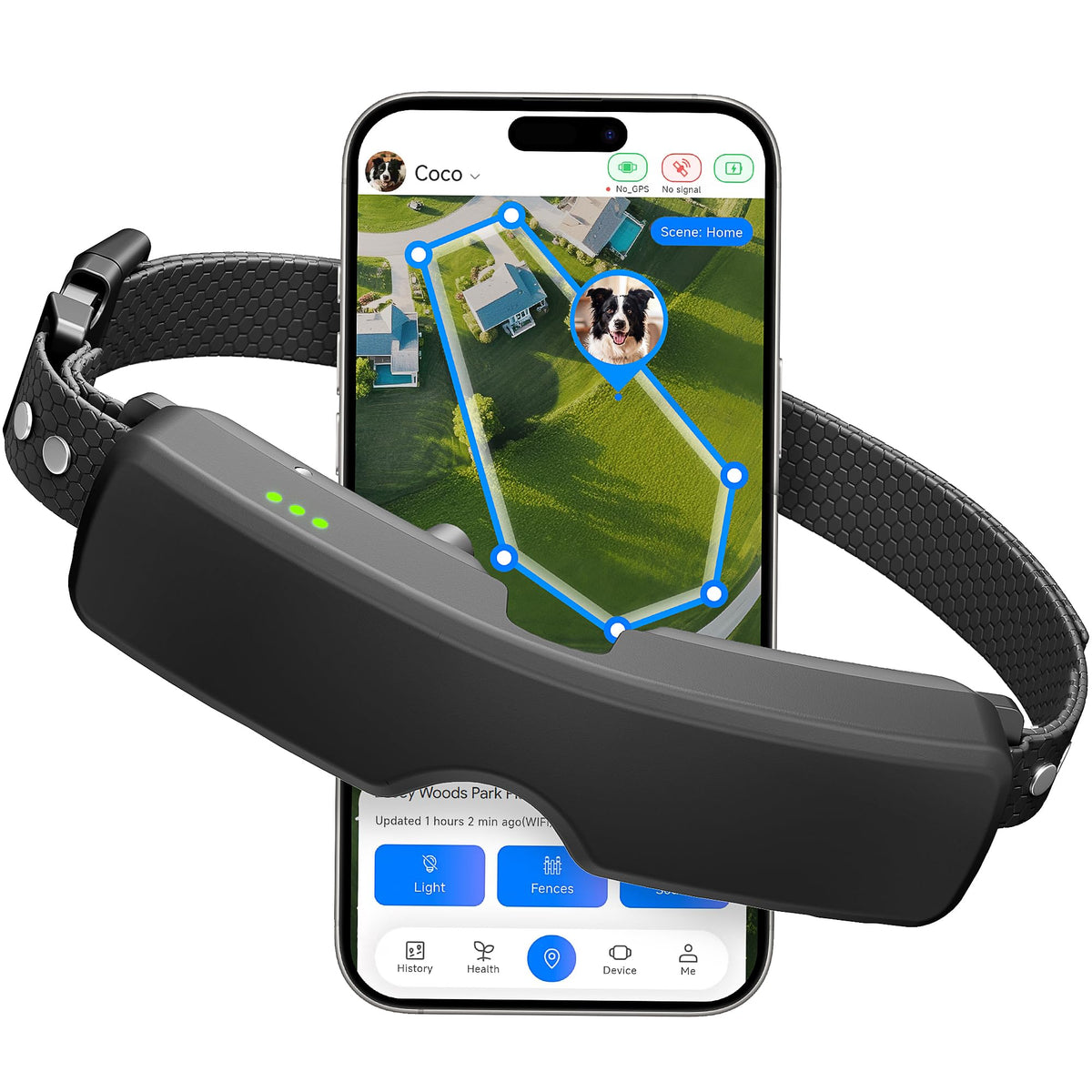 Thereye GPS Dog Fence Collar, App Controlled Wireless Fence