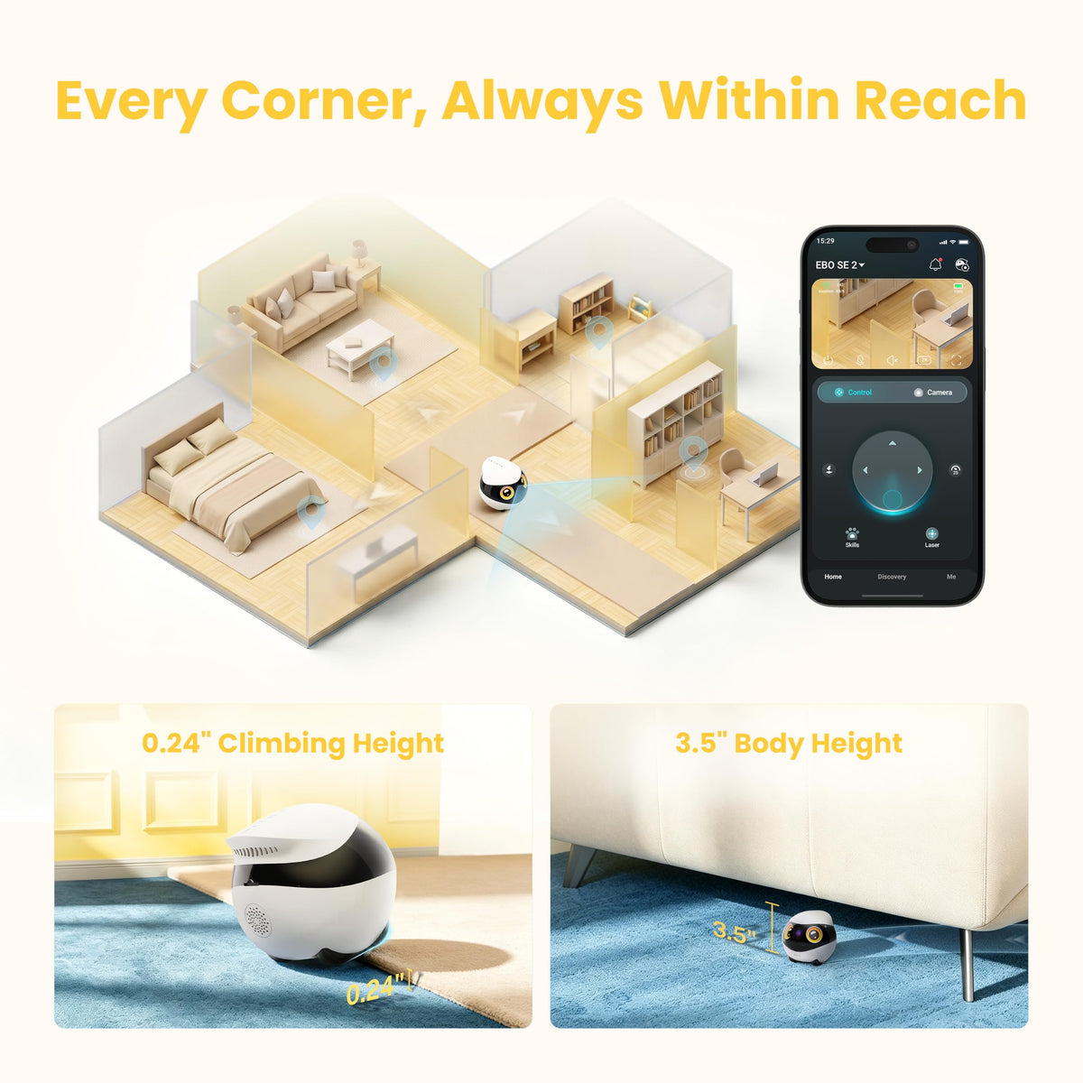 Enabot EBO SE 2 Home Robot Camera: 2K Mobile FamilyBot Pet Companion