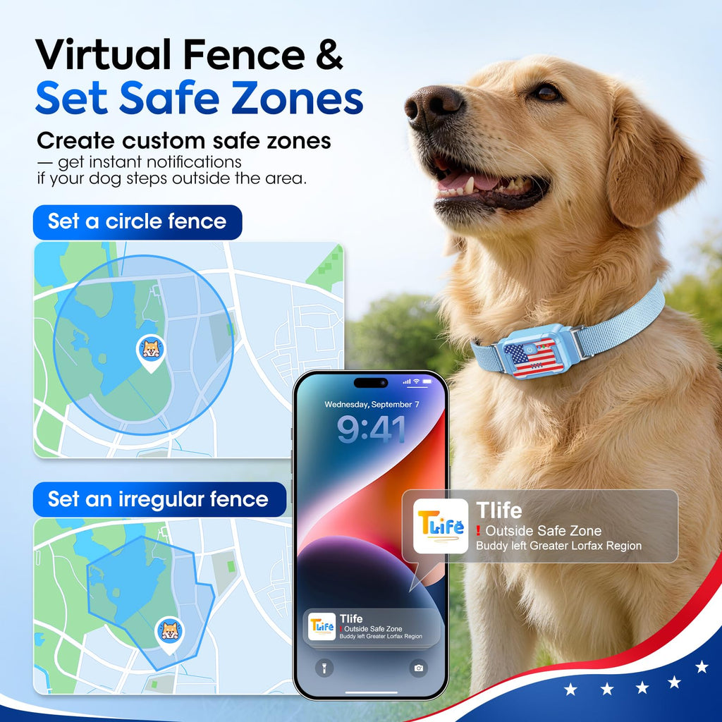 Smart Dog GPS Tracker, Complimentary 6-Month Subscription, Live Pet Tracker with Virtual Fence, Dog Tracker for Dogs with Health & Behavior Monitoring, Escape Alerts, with Virtual Fence, Blue