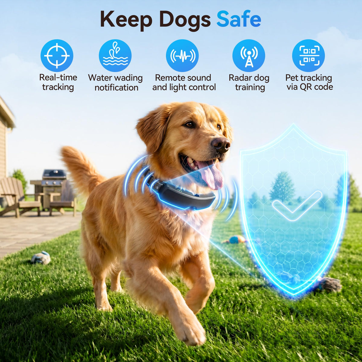 Thereye GPS Wireless Dog Fence Collar with App Control